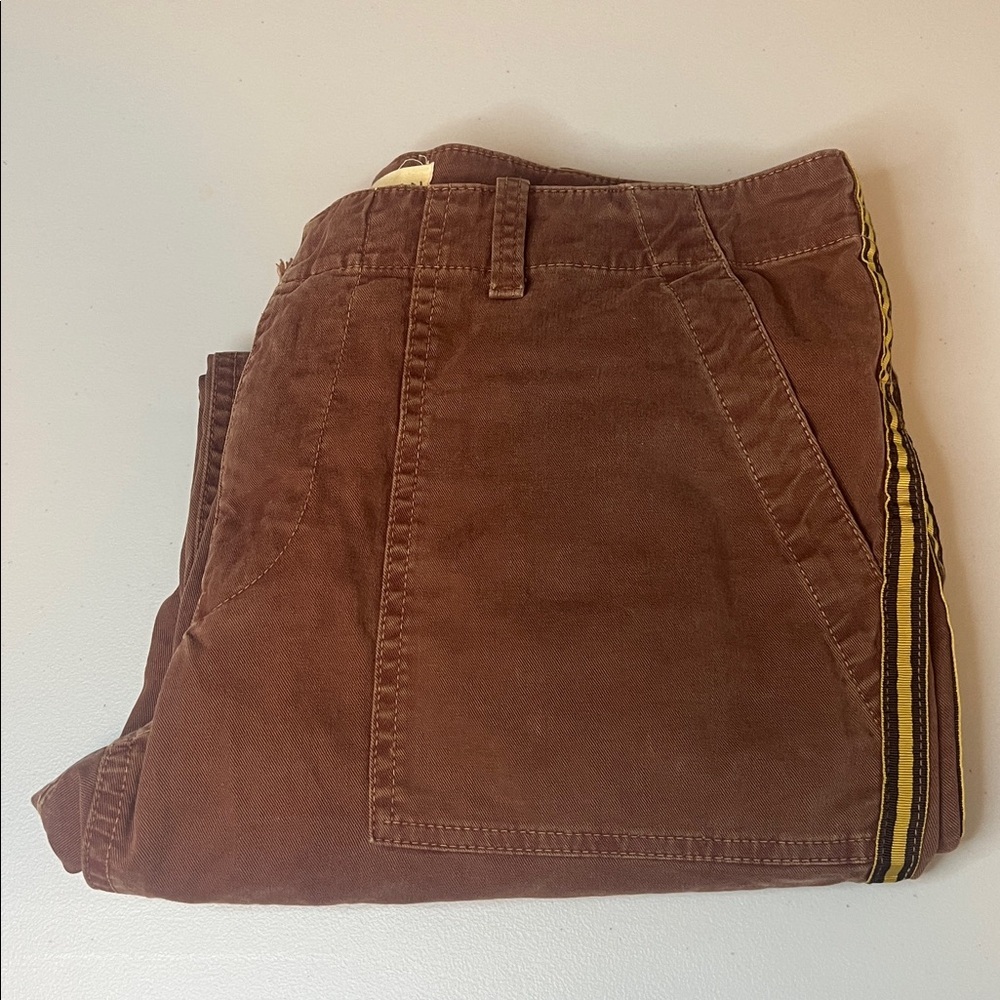 Nili Lotan Tuxedo Stripe Chino Pants Brown/Yellow Size 4